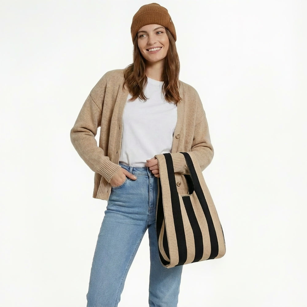 Stripe Woven Tote Bag