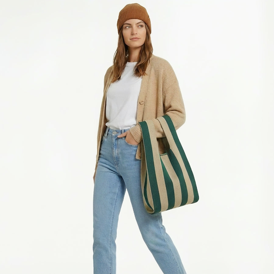 Stripe Woven Tote Bag