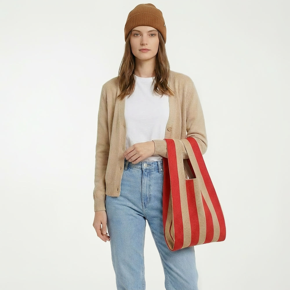 Stripe Woven Tote Bag